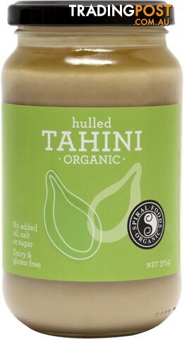 Spiral Organic Hulled Tahini  Glass 375g - Spiral Foods - 9312336782002