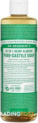 Dr Bronner's Pure Castile Liquid Soap Almond 473ml - Dr Bronner's - 018787761168