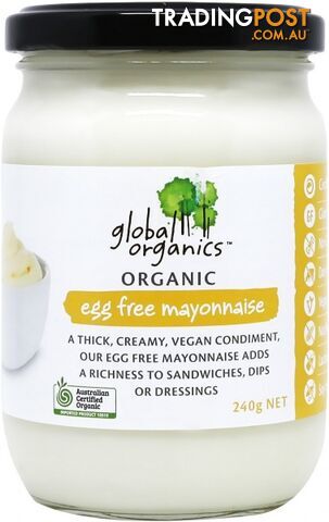 Global Organics Egg Free Mayonnaise 240g - Global Organics - 9326721002026