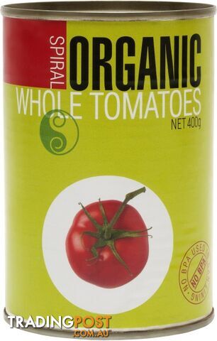 Spiral Organic Whole Peeled Tomato  400g - Spiral Foods - 9312336770030