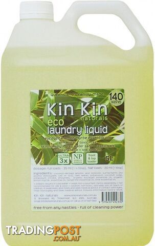Kin Kin Naturals Eco Laundry Liquid Eucalypt & Lemon Myrtle 5L - Kin Kin Naturals - 9379450492330