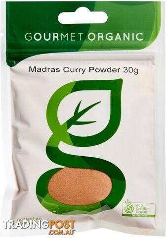 Gourmet Organic Madras Curry Powder 30g Sachet - Gourmet Organic Herbs - 9332974000498