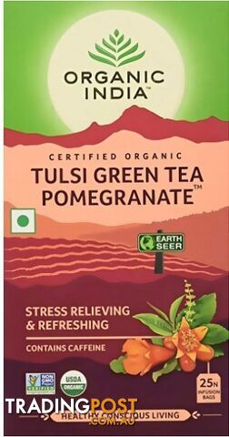 Organic India Tulsi Pomegranate Green Tea 25Teabags - Organic India - 801541500031