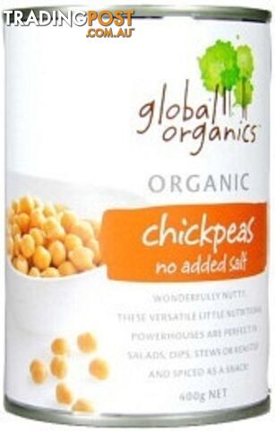 Global Organics Chick Peas Canned No Salt 400gm - Global Organics - 9326721009599