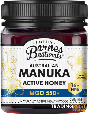 Barnes Naturals Australian Active Manuka Honey MGO 550+ 250g - Barnes Naturals - 9300677010038