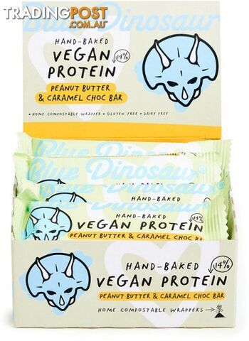 Blue Dinosaur Vegan Protein Peanut Butter & Caramel Choc Bars  12x45g - Blue Dinosaur - 9349125001457