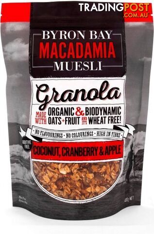 Byron Bay Macadamia Muesli Granola Coconut, Cranberry & Apple 400g - Byron Bay...