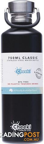 Cheeki Stainless Steel Bottle Matte Black 750ml - Cheeki - 9342192004512