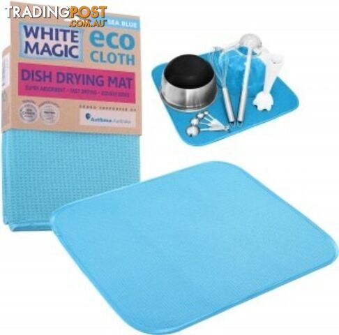 White Magic Eco Cloth Dish Drying Mat Sea Blue - White Magic - 9333544000818