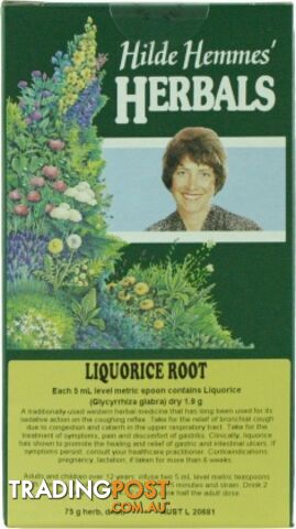 Hilde Hemmes Liquorice Root 75gm - Hilde Hemmes Herbals - 9315915002508