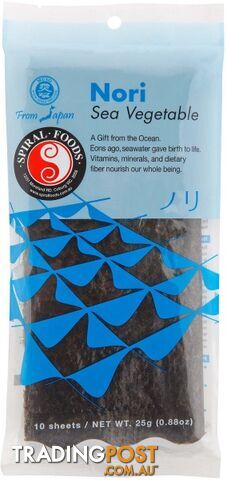 Spiral Nori Sea Vegetable (10 Sheets)  25g - Spiral Foods - 9312336015704