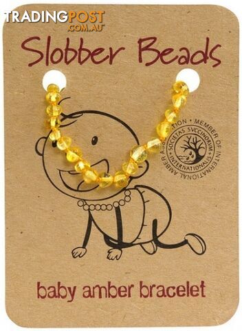 Slobber Beads Baltic Amber Baby Teething Bracelet Lemon Round - Slobber Beads - 080687452064