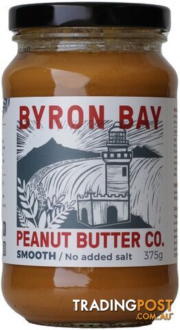 Byron Bay Peanut Butter Smooth Unsalted 375g - Byron Bay Peanut Butter Co -...