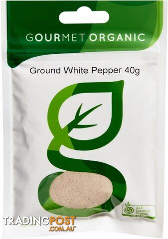 Gourmet Organic Pepper White Ground 40g Sachet x 1 - Gourmet Organic Herbs - 9332974000344