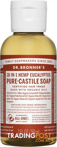 Dr Bronner's Pure Castile Liquid Soap Eucalyptus 59ml - Dr Bronner's - 018787773024
