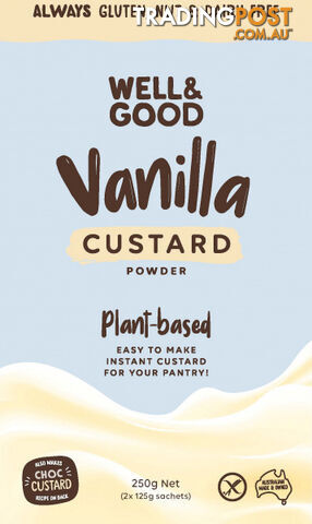 Well And Good Plant-Based Vanilla Custard Powder 2x125g Sachets - Well & Good - 9337096101023