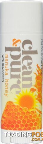 Clean & Pure Manuka Honey Lip Balm with Sunscreen 4.7g - Clean & Pure - 9355615000039