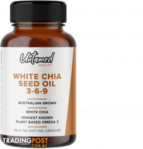 Untamed Health White Chia Seed Oil 3-6-9 120 Softgel caps - Untamed Health - 9325307000364