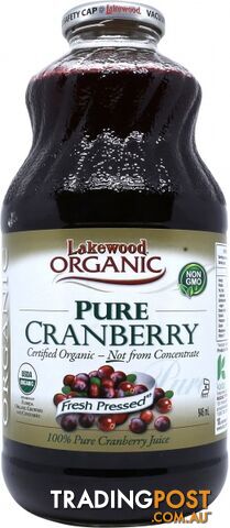 Lakewood Pure Organic Cranberry Juice 946ml - Lakewood Pure Juices - 042608730118
