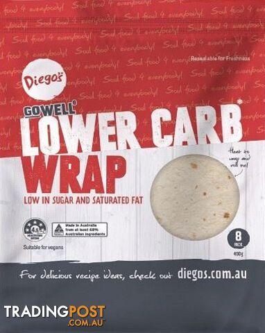Diego's GoWell Lower Carb Wrap (8Pack) 400g - Diego's - 9320895001038