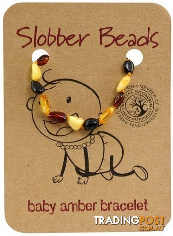 Slobber Beads Baltic Amber Baby Teething Bracelet Multi Oval - Slobber Beads - 080687452101