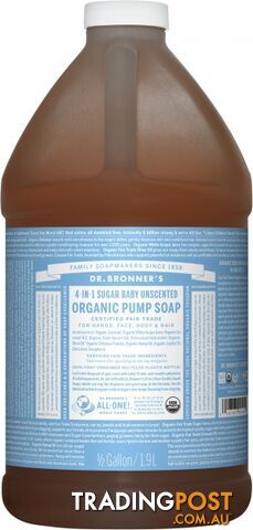 Dr Bronner's Organic Soap Baby Unscented 1.89L - Dr Bronner's - 018787990049