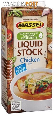 Massel Organic Liquid Stock Chicken Style Salt Reduced 1L - Massel - 810206005088