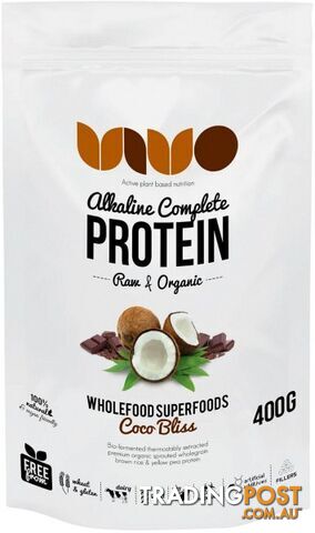 VIVO Organic Alkaline Complete Plant Protein Coco Bliss 400g - Vivo Alkaline Protein - 9348518000084