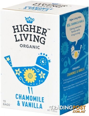 Higher Living Organic Chamomile & Vanilla 15 Teabags - Higher Living - 5060319120153