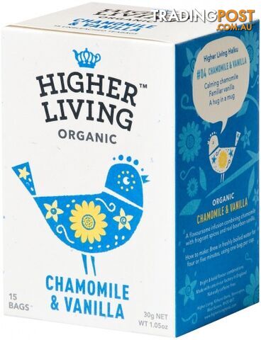 Higher Living Organic Chamomile & Vanilla 15 Teabags - Higher Living - 5060319120153