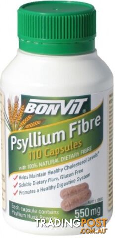 Bonvit Psyllium Fibre Capsules 110 x 550mg - Bonvit - 9316774177000