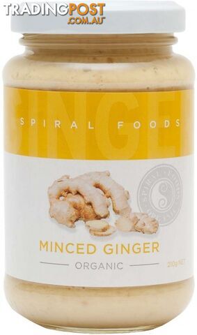 Spiral Organic Minced Ginger  Glass 210g - Spiral Foods - 9312336790120