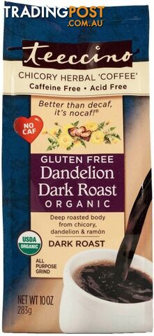 Teeccino Dandelion Dark Roast Herbal Coffee 284g - Teeccino Caffeine Free - 795239831104