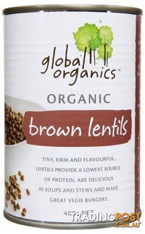 Global Organics Brown Lentils 400gm - Global Organics - 9326721009230