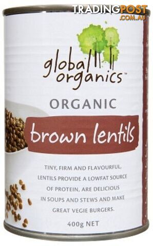 Global Organics Brown Lentils 400gm - Global Organics - 9326721009230