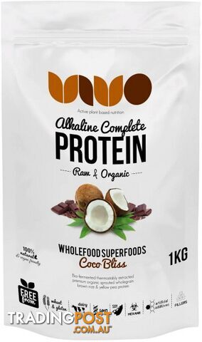 VIVO Organic Alkaline Complete Plant Protein Coco Bliss 1kg - Vivo Alkaline Protein - 9348518000039