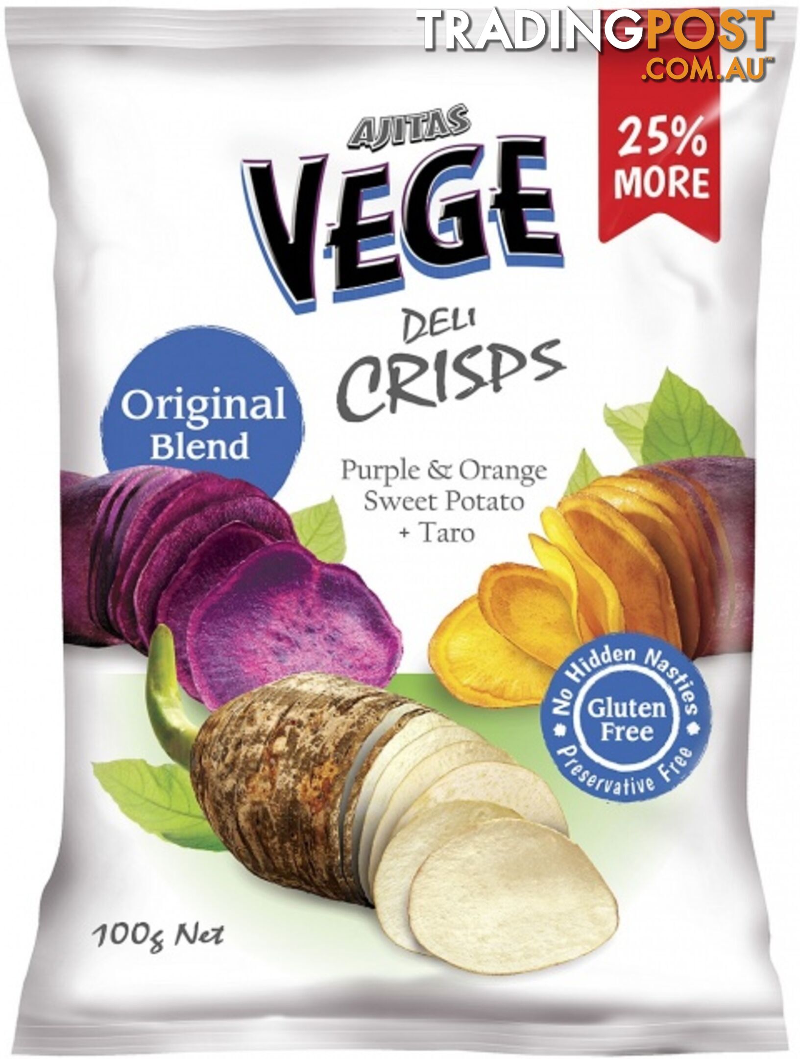 Vege Deli Crisps Original, Sweet Potato 6x100g - Vege Chips - 9315991023596