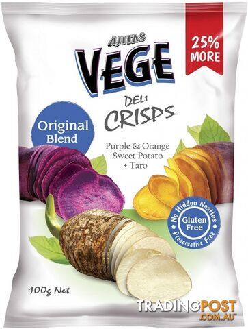 Vege Deli Crisps Original, Sweet Potato 6x100g - Vege Chips - 9315991023596