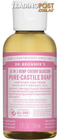 Dr Bronner's Pure Castile Liquid Soap Cherry Blossom 59ml - Dr Bronner's - 018787767023