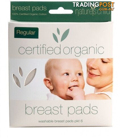 Natures Child Organic Cotton Reusable Breast Pads Pkt 6 Regular - Natures Child - 9336588000066