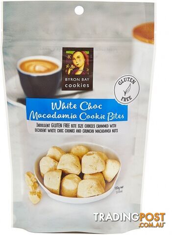 Byron Bay Gluten Free White Choc Macadamia Cookie Bites in Pouch 100g - Byron...