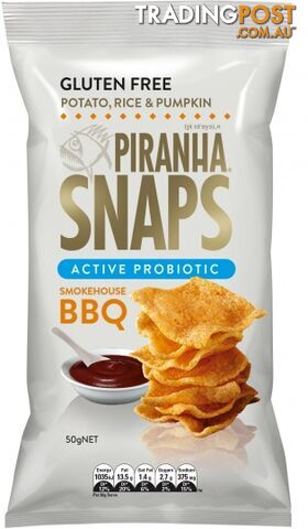 Piranha Snaps Probiotics Smokehouse BBQ  12x50g - Piranha - 9311796502007