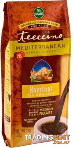 Teeccino Hazelnut Chicory Herbal Coffee 312g - Teeccino Caffeine Free - 795239800605