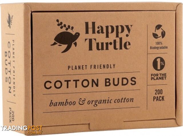 Happy Turtle Organic Cotton & Bamboo Cotton Buds - 200 Pack - Happy Turtle - 793591865485