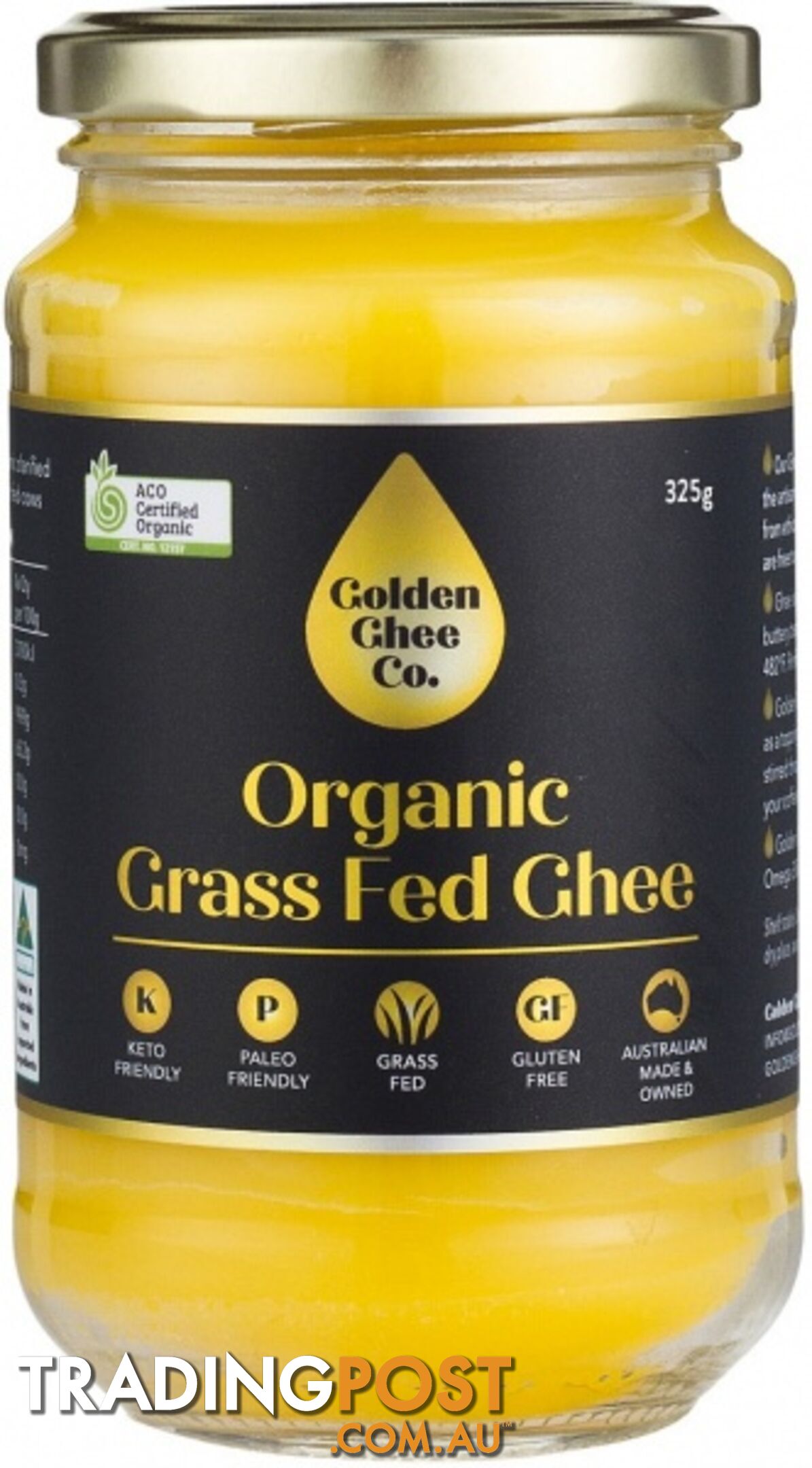 Golden Ghee Co Organic Grass Fed Ghee  325g - Golden Ghee Co - 740528993001