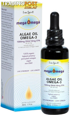 Free Spirit MegaOmega Algae Oil Omega -3 50ml - Free Spirit - 9347986006369