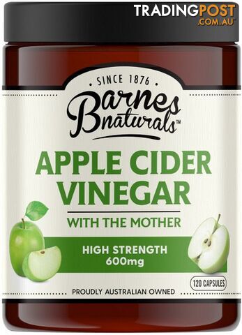 Barnes Naturals Apple Cider Vinegar High Strength 600mg 120 Capsules - Barnes Naturals - 9300677009735