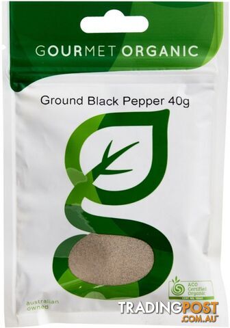 Gourmet Organic Pepper Black Ground 40g Sachet x 1 - Gourmet Organic Herbs - 9332974000160