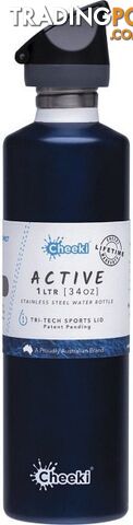 Cheeki Stainless Steel Bottle Ocean Sports Lid 1L - Cheeki - 9342192005090