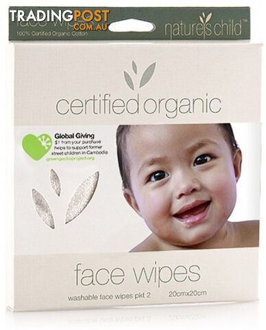 Natures Child Organic Face Wipes Pkt 2 - Natures Child - 9336588000387